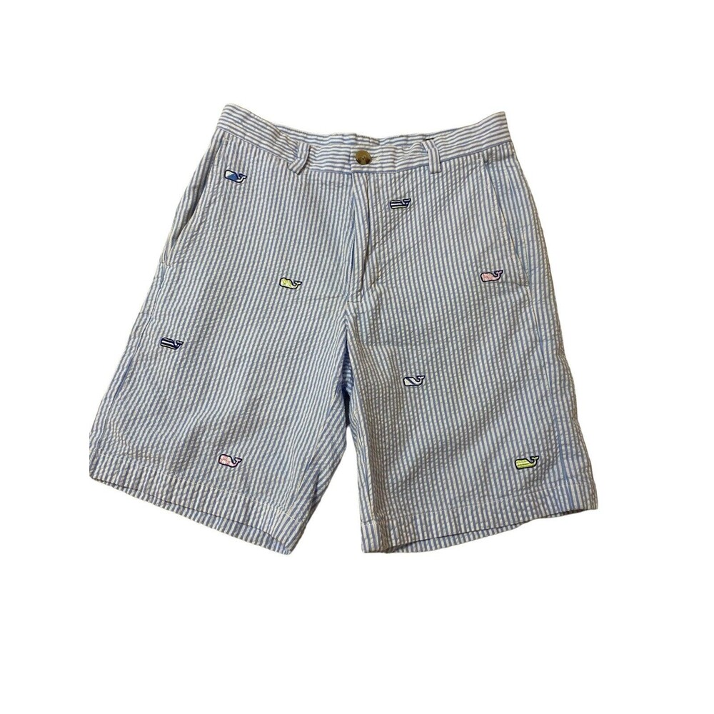 Vineyard Vines Kentucky Derby Seersucker Whale Shorts Blue Size 28